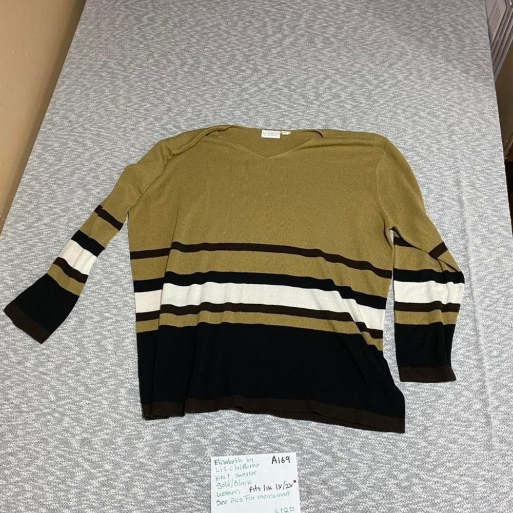 Elisabeth by Liz Claiborne black and gold sweater 1X/2X. No size tag. SKU-A169